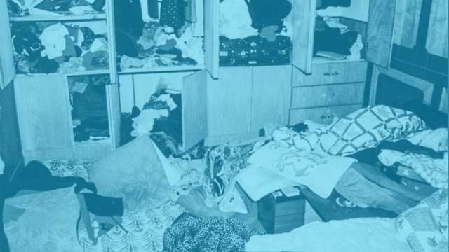 Inside the home of a Falun Gong practitioner after it was ransacked by police