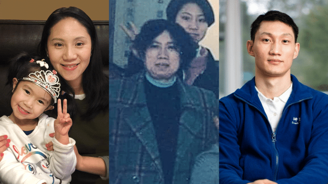 Pictured: Lydia Wang with her daughter (left), mother Aihua Liu (center), and Steven Wang (right).