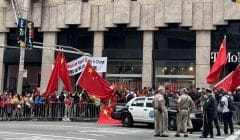 Falun Gong appeal during APEC in downtown San Francisco was blocked for most of the afternoon by CCP supporters on Wednesday, November 15.